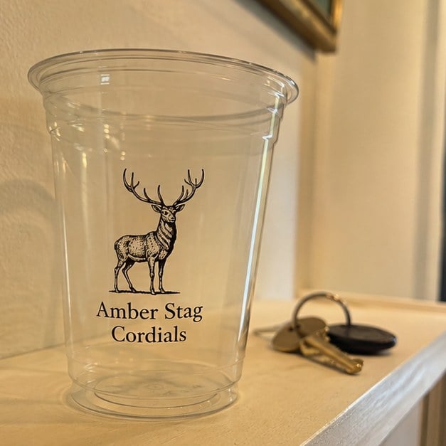 Disposable plastic cups with logo — customer photo